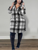 EVE Plaid Print Long Sleeve Long Coats YH-5339