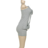 EVE Wrap Chest Solid Color Mini Dress DLSF-K25D80430