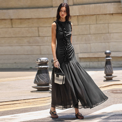 EVE Sleeveless Mesh Patchwork Maxi Dress GAXB-D274DS