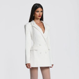 EVE Solid Color Long Sleeve Blazer Dress GSZM-D25DS420