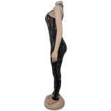 EVE Sleeveless Hot Drill Jumpsuit BY-7542