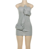 EVE Wrap Chest Solid Color Mini Dress DLSF-K25D80430