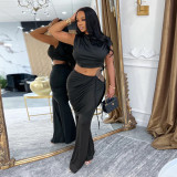 EVE Sleeveless Solid Color Two Piece Patns Set BY-7528