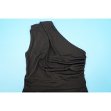 EVE Single Shoulder Backless Midi Dress YF-20146