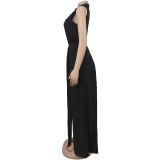 EVE Solid Color Tie Up Loose Two Piece Pant Set BY-7538