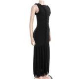 EVE Sleeveless Mesh Patchwork Maxi Dress GAXB-D274DS