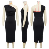 EVE Single Shoulder Backless Midi Dress YF-20146