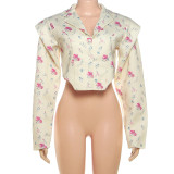 EVE Long Sleeve Blazer Neck Print Coats DLSF-K25L79578