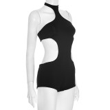 EVE Halterneck Irregular Hollow Out Backless Romper MXBF-J25RP316