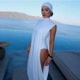 EVE High Collar Sleeveless Bodysuit Maxi Dress 2 Piece Set XEF-K25S82836