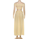 EVE Sexy Wrap Chest Tops Long Skirt Two Piece Set DLSF-K25S80528