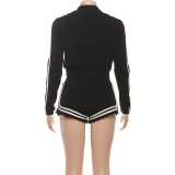 EVE Fashion Long Sleeve Patchwork Three Piece Shorts Set DLSF-K25S82617
