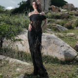 EVE Off Shoulder Lace Patchwork Maxi Dress DLSF-K25D78468