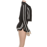 EVE Fashion Long Sleeve Patchwork Three Piece Shorts Set DLSF-K25S82617