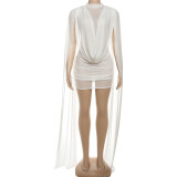 EVE Nesh See Through Peated Patchwork Mini Dress DLSF-K25D81160