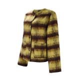 EVE Plaid Print Long Sleeve Coat GFRT-60319TBZ