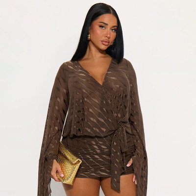 EVE Flare Long Sleeve Backless Mini Dress GSZM-D25DS418