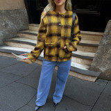 EVE Plaid Print Long Sleeve Coat GFRT-60319TBZ