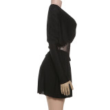 EVE Lace Patchwork V Neck Mini Dress XEF-K25D83251