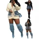 EVE Patchwork Denim Single-breasted Loose Sweater OD-8707