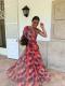 EVE Print Slash Shoulder Pleated Maxi Dress GRNH-28836
