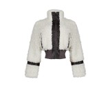 EVE Faux Fur Collar Patchwork Leather Jacket with Lining YMEF-58015