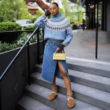 EVE High-Neck Contrast-Color Knit Top Sweater ZSD-0348