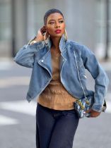 EVE Lapel Zipper Denim Coats GYLN-9150