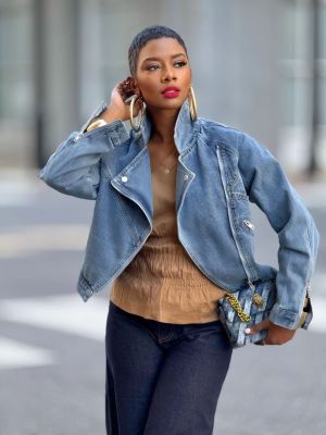 EVE Lapel Zipper Denim Coats GYLN-9150