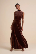 EVE Solid Color Sleeveless Split Maxi Dress XHXF-470