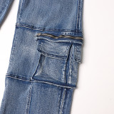 EVE Casual Patchwork Multi-pockets Loose Jeans OD-8686