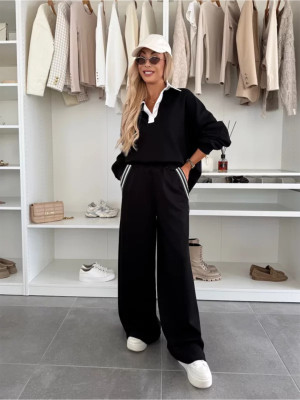 EVE Stripe Patchwork Loose Two Piece Pants Set ZDF-33148