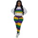 EVE Sport Stripe Print Hooded Two Piece Pants Set GYXF-9099