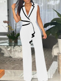 EVE V Neck Sleeveless Wide Leg Jumpsuit QYMF-3219