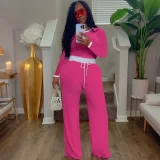 EVE Contrast Color Long Sleeve Pants Suit QYMF-3158