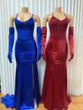 EVE Sequin Patchwork Sling Split Bandage Dress GMYU-8415