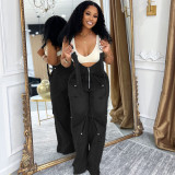 EVE Casual Zipper Denim Overalls Jumpsuit GAKF-A50601