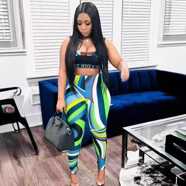 VIP1 Print Casual Two Piece Pants Set GFCF-1223