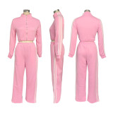 EVE Stripe Patchwork Zipper Thickened Pants Suit BMF-TW562