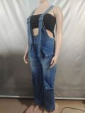 EVE Casual Zipper Denim Overalls Jumpsuit GAKF-A50601