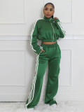EVE Stripe Patchwork Zipper Thickened Pants Suit BMF-TW562