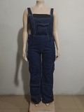 EVE Plus Size Fashion Multi-pockets Denim Jumpsuit GAKF-A40304
