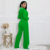 EVE Color Block Long Sleeve Tie Up Jumpsuit QYMF-3249