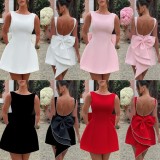 EVE Pearl Bow Backless Mini Dress GMYU-8952