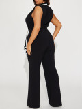 EVE V Neck Sleeveless Wide Leg Jumpsuit QYMF-3219
