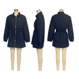 EVE Solid Color Zipper Drawstring Mini Dress BMF-TW534