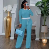 EVE Contrast Color Long Sleeve Pants Suit QYMF-3158
