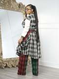 EVE Plaid Print Thickened Patchwork PU Leather Jacket CM-9535