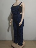 EVE Plus Size Fashion Multi-pockets Denim Jumpsuit GAKF-A40304