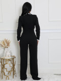 EVE Color Block Long Sleeve Tie Up Jumpsuit QYMF-3249